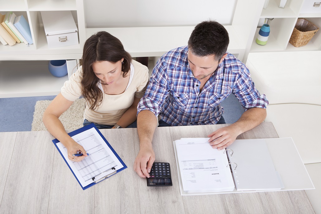 Family reviewing papers